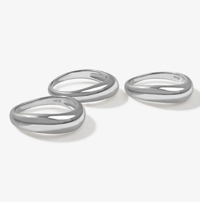 US5-US10 925 Anneaux empilables en argent sterling 18K plaqués en or