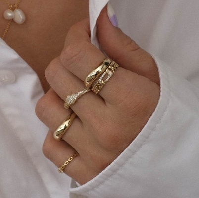US5-US10 925 Anneaux empilables en argent sterling 18K plaqués en or