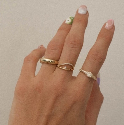 US5-US10 925 Anneaux empilables en argent sterling 18K plaqués en or