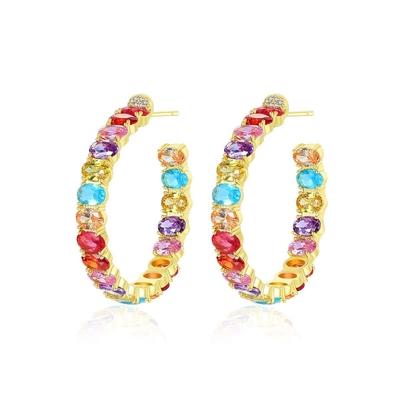 Boucles d'oreilles brésiliennes en or 18K coupe ovale en laiton boucles d'oreilles