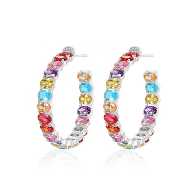 Boucles d'oreilles brésiliennes en or 18K coupe ovale en laiton boucles d'oreilles