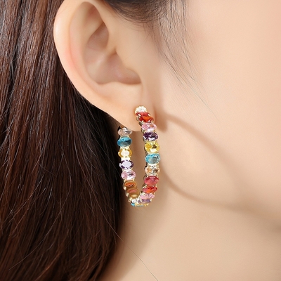 Boucles d'oreilles brésiliennes en or 18K coupe ovale en laiton boucles d'oreilles