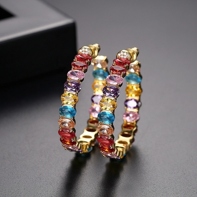 Boucles d'oreilles brésiliennes en or 18K coupe ovale en laiton boucles d'oreilles