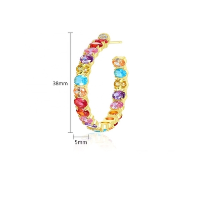 Boucles d'oreilles brésiliennes en or 18K coupe ovale en laiton boucles d'oreilles