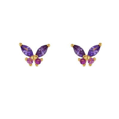 18K or Marquise coupé Turquoise CZ 925 Sterling Argent Papillon Stud Boucles d'oreilles pour femmes