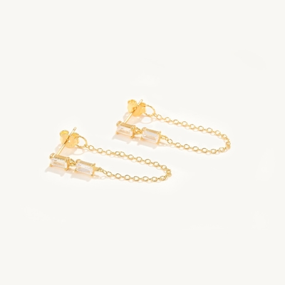 Ventes Baguette Cubique Zircon Threader Stud Boucle d'oreille bijoux 925 argent sterling pour les femmes