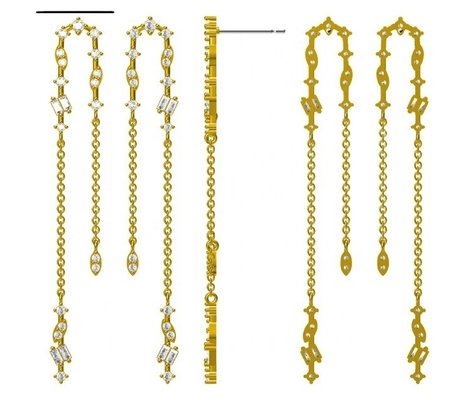 2024 Brazilian Gold Plating Drop Chain Boucles d'oreilles pour femmes 925 Boucles d'oreilles en argent sterling