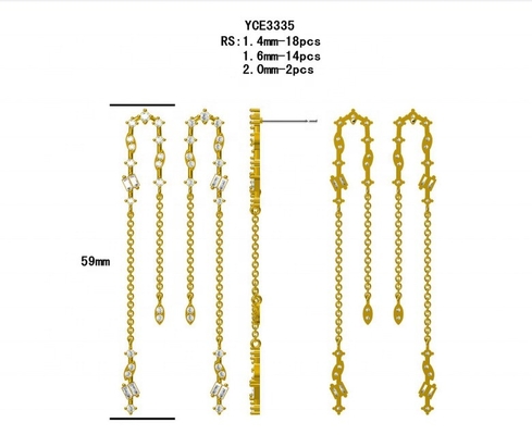 2024 Brazilian Gold Plating Drop Chain Boucles d'oreilles pour femmes 925 Boucles d'oreilles en argent sterling