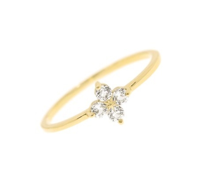 Élégance de 18 carats d'or Vermeil quatre pierres précieuses de topaze fleur 925 Anneaux en argent sterling