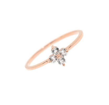 Élégance de 18 carats d'or Vermeil quatre pierres précieuses de topaze fleur 925 Anneaux en argent sterling