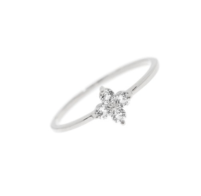 Élégance de 18 carats d'or Vermeil quatre pierres précieuses de topaze fleur 925 Anneaux en argent sterling