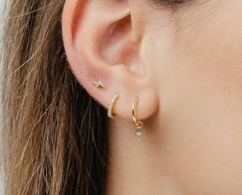Couleur de pierre à la mode 18k or pur plaqué Boucle d'oreille en argent sterling 925