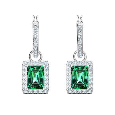 Verte CZ Diamant 925 Sterling Argent Classic Boucle d'oreille de luxe pour la mode féminine