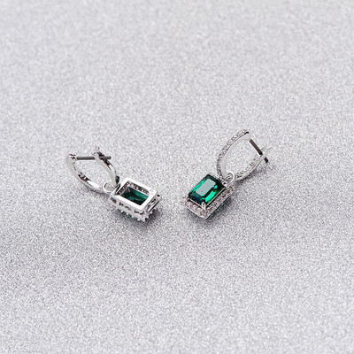 Verte CZ Diamant 925 Sterling Argent Classic Boucle d'oreille de luxe pour la mode féminine