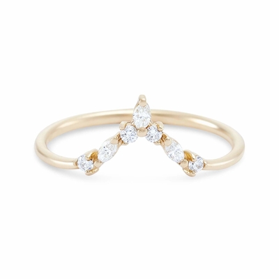 Anneaux d'empilement en forme de V avec un cercle et un marquise blanc CZ en argent sterling 925