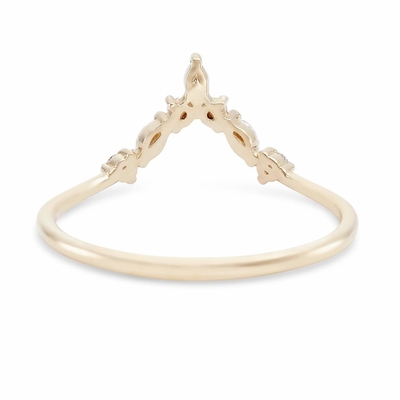 Anneaux d'empilement en forme de V avec un cercle et un marquise blanc CZ en argent sterling 925
