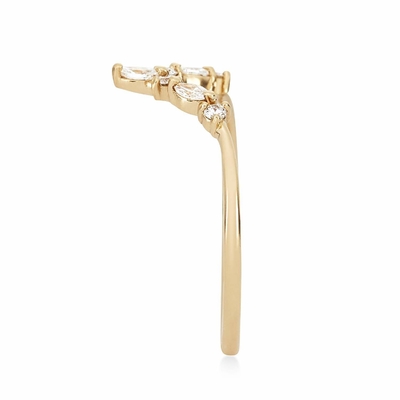 Anneaux d'empilement en forme de V avec un cercle et un marquise blanc CZ en argent sterling 925