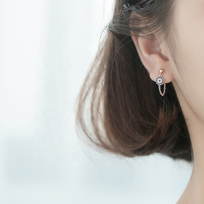925 Sterling Silver CZ Diamant Or Plated Eye Stud Boucles d'oreilles pour femmes