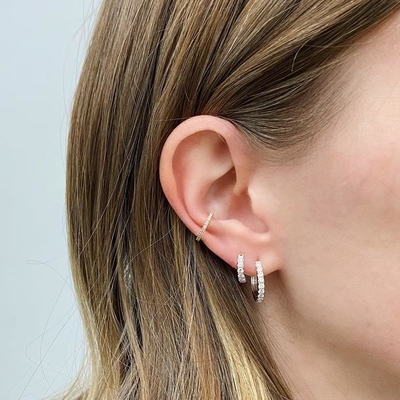 Type de bijoux Boucles d'oreilles 18K plaqué en or CZ Boucle de couchage pour femmes 925 Sterling Silver