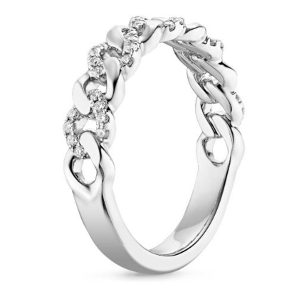 Micron Pave CZ 18K plaqué en or Chaîne d'empilement Lien de chaîne 925 Sterling Silver Bague pour femmes