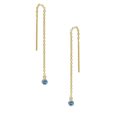 925 Sterling Silver Simply 18K plaqué or Boucle d'oreille à chaîne de la femme