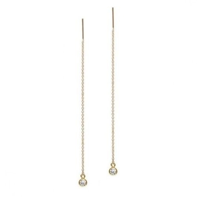 925 Sterling Silver Simply 18K plaqué or Boucle d'oreille à chaîne de la femme