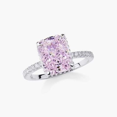 Baguette argentée Diamant bleu 5A coupé sur glace CZ Bague de fiançailles pour femmes 925 Sterling Silver