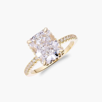 Baguette argentée Diamant bleu 5A coupé sur glace CZ Bague de fiançailles pour femmes 925 Sterling Silver