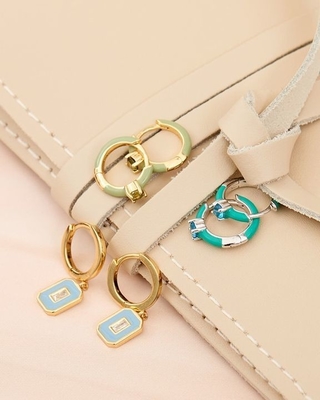 Neon Turquoise émail Micro Pave CZ Bonbons Coloriées Fille Femmes Boucles d'oreilles Eco-friendly Oui