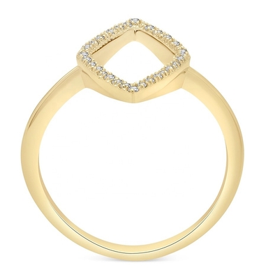 Engagement Blanc CZ Rhombus Déclaration Anneau Or 925 Sterling Argent bijoux pour femmes
