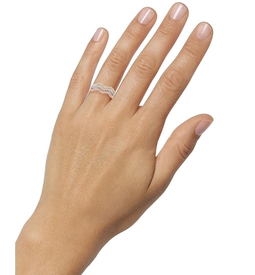 3 pièces de pavé ensemble de bague de rhodium plaqué vague bague argent sterling