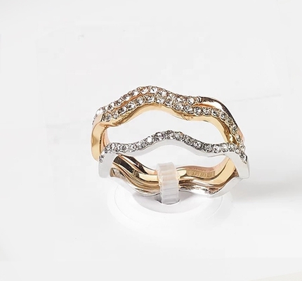 3 pièces de pavé ensemble de bague de rhodium plaqué vague bague argent sterling