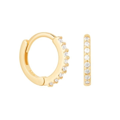 Boucles d'oreilles en argent sterling ODM 925 Moyenne avec petit or 18K Vermeil plaqué