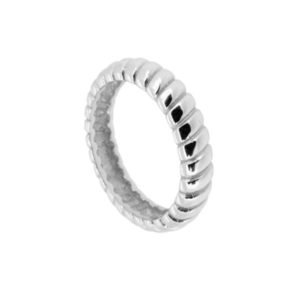 Largeur 6 mm Anneau de fiançailles en argent 18K or rhodium couleur en argent