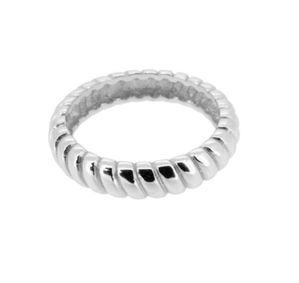 Largeur 6 mm Anneau de fiançailles en argent 18K or rhodium couleur en argent