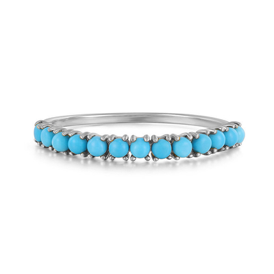 Jeux personnalisés demi-turquoise plaqué or durable délicat 925 anneaux en argent mode
