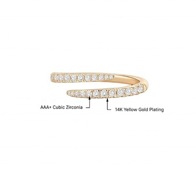 14K plaqué en or Cube Zirconia Open Twist Eternity Band Ringe Eco Friendly