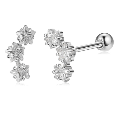 18K plaqué en or 925 Sterling Silver Star Cubic Zirconia Stud Boucles d'oreilles pour femmes accessoires