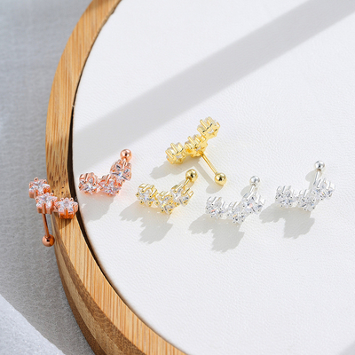 18K plaqué en or 925 Sterling Silver Star Cubic Zirconia Stud Boucles d'oreilles pour femmes accessoires