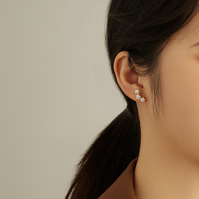 18K plaqué en or 925 Sterling Silver Star Cubic Zirconia Stud Boucles d'oreilles pour femmes accessoires