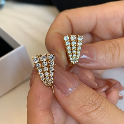 18K or plaqué 925 Sterling Silver Pave CZ Boucles d'oreilles pour femmes