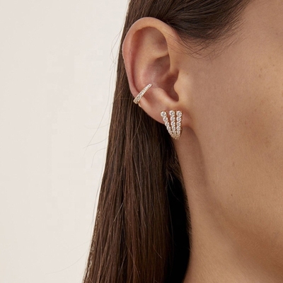 18K or plaqué 925 Sterling Silver Pave CZ Boucles d'oreilles pour femmes
