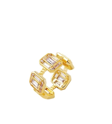 Émeraude Blanc CZ Femmes Eternité Band Baguette 18K Or 925 Sterling Anneaux en argent