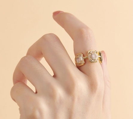 Émeraude Blanc CZ Femmes Eternité Band Baguette 18K Or 925 Sterling Anneaux en argent
