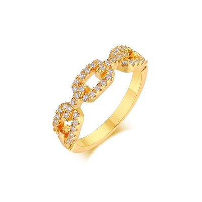 925 Sterling Silver Curb Link Chain Ring 18K Femmes Rings en zirconium cube
