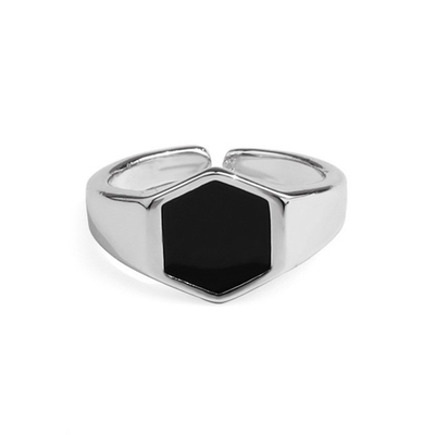 Anneaux de manchette d'agate noir plaqué en or 14K en argent 925 pour les personnes soucieuses de leur style