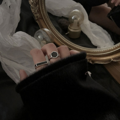 Anneaux de manchette d'agate noir plaqué en or 14K en argent 925 pour les personnes soucieuses de leur style