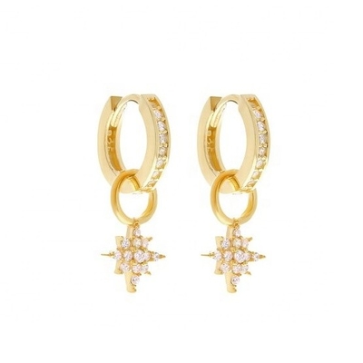 925 Sterling Silver Mini Starburst Pave CZ Boucles d'oreilles avec expédition rapide et sûre