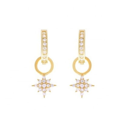 925 Sterling Silver Mini Starburst Pave CZ Boucles d'oreilles avec expédition rapide et sûre