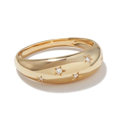Anneaux de bande d'éternité Brésilien 18K or bijoux étoile 925 Sterling argent dôme bague pour femmes